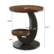 Cairo Side Table with Curved Design & Lower Shelf – Natural Wood