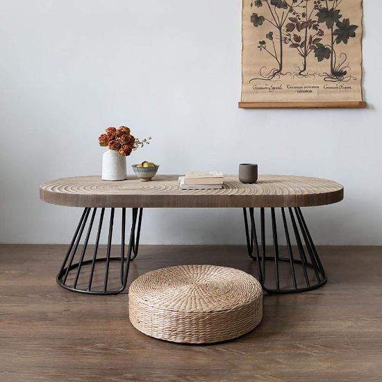 Ravine Coffee Table – Natural Wood with Sculpted Rings