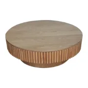 Elyra Round Coffee Table with Hidden Storage – Natural Wood