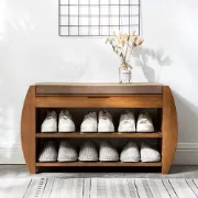 Picture of Arvena Small Natural Wood Shoe Bench with Storage