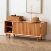 Liora – Slatted Natural Wood Storage Bench