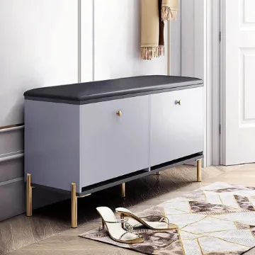 Arvo – Natural Wood Storage Bench with Gold Metal Legs