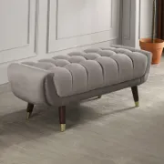 Picture of Auriel Tufted Upholstered Bench – Natural Wood Legs