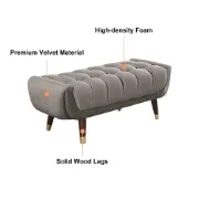 Picture of Auriel Tufted Upholstered Bench – Natural Wood Legs