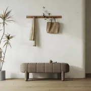 صورة Arden Upholstered Bench with Soft Curved Design