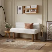 صورة Liora Upholstered Bench with Rounded Backrest