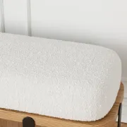 صورة Orin Sculpted Bench – Natural Wood & Upholstered Seat