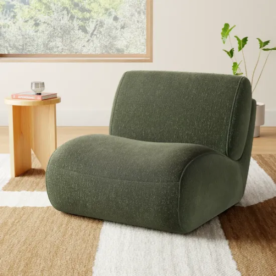 Picture of Fleuron Curved Accent Chair - Natural Wood.