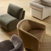 Picture of Fleuron Curved Accent Chair - Natural Wood.